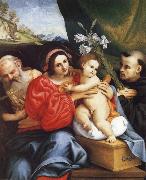 LOTTO, Lorenzo The Virgin and Child with Saint Jerome and Saint Nicholas of Tolentino oil painting